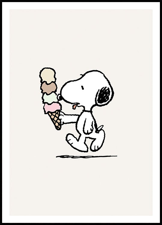 Snoopy Eating Ice Cream Poster