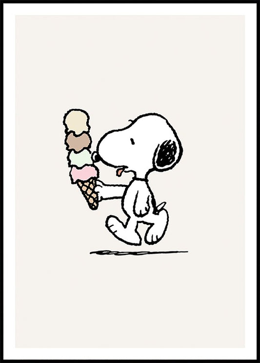 Snoopy Eating Ice Cream Poster