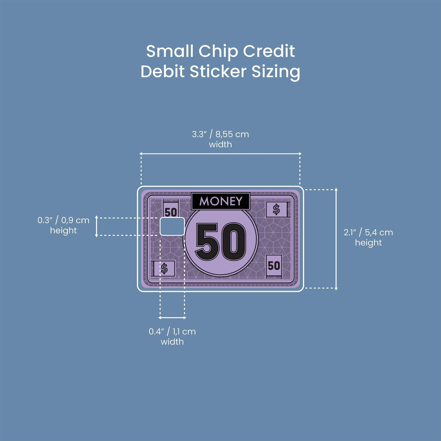 50 Note Design | Credit Card Sticker | Small Chip | Credit Card Skin