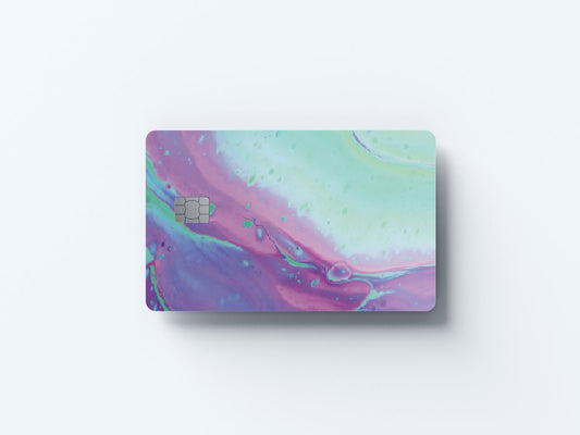 Abstract Paint Teal and Purple Design | Credit Card Sticker | Small Chip | Credit Card Skin