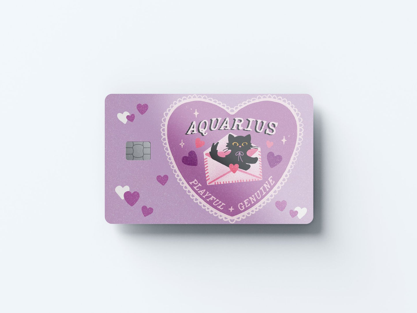 Aquarius Cat Love Design | Credit Card Sticker | Small Chip | Credit Card Skin