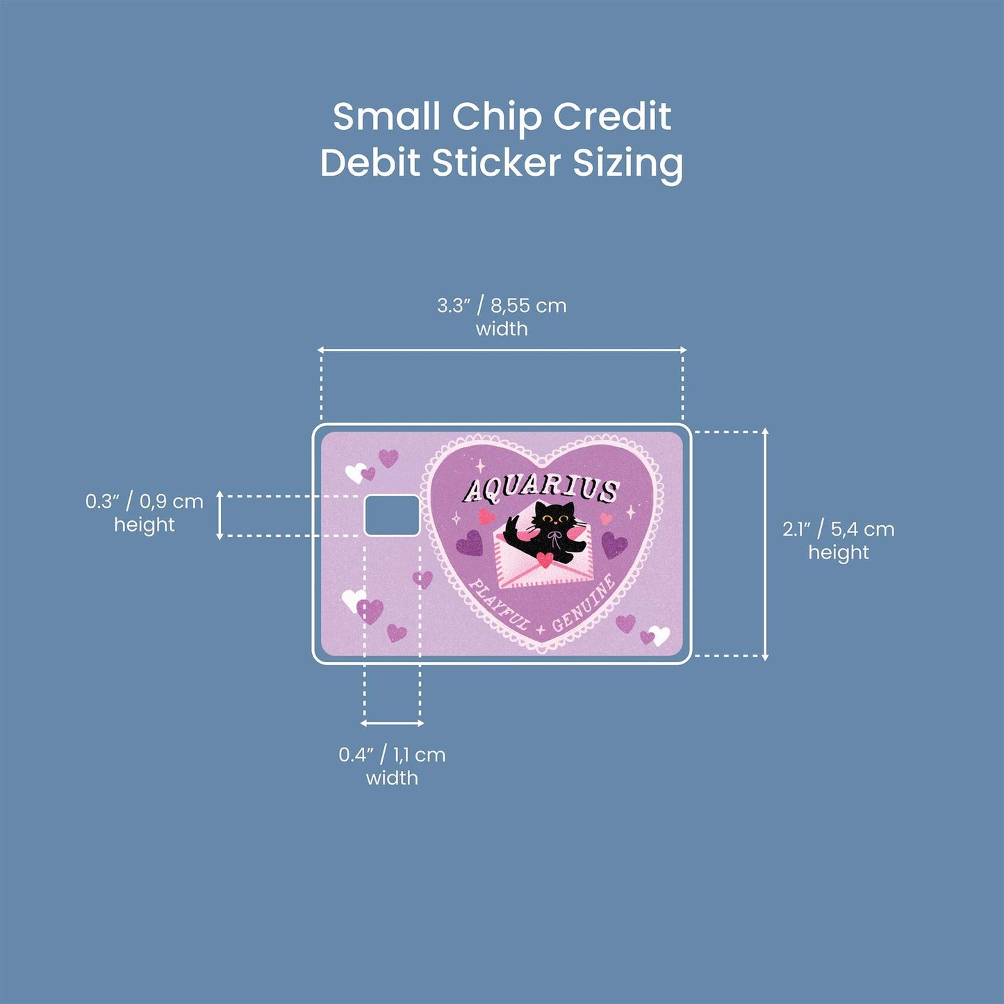 Aquarius Cat Love Design | Credit Card Sticker | Small Chip | Credit Card Skin