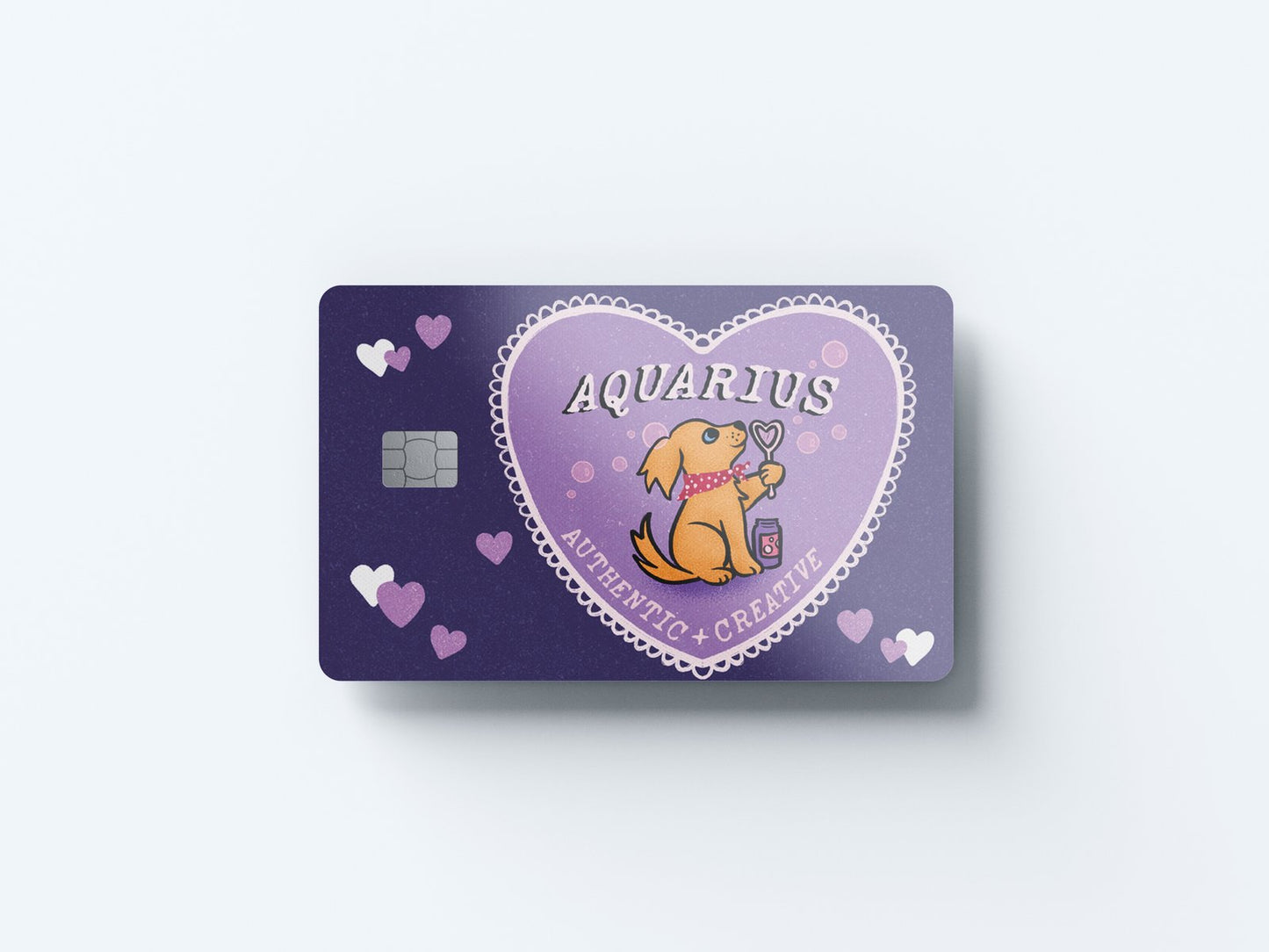 Aquarius Puppy Love Design | Credit Card Sticker | Small Chip | Credit Card Skin