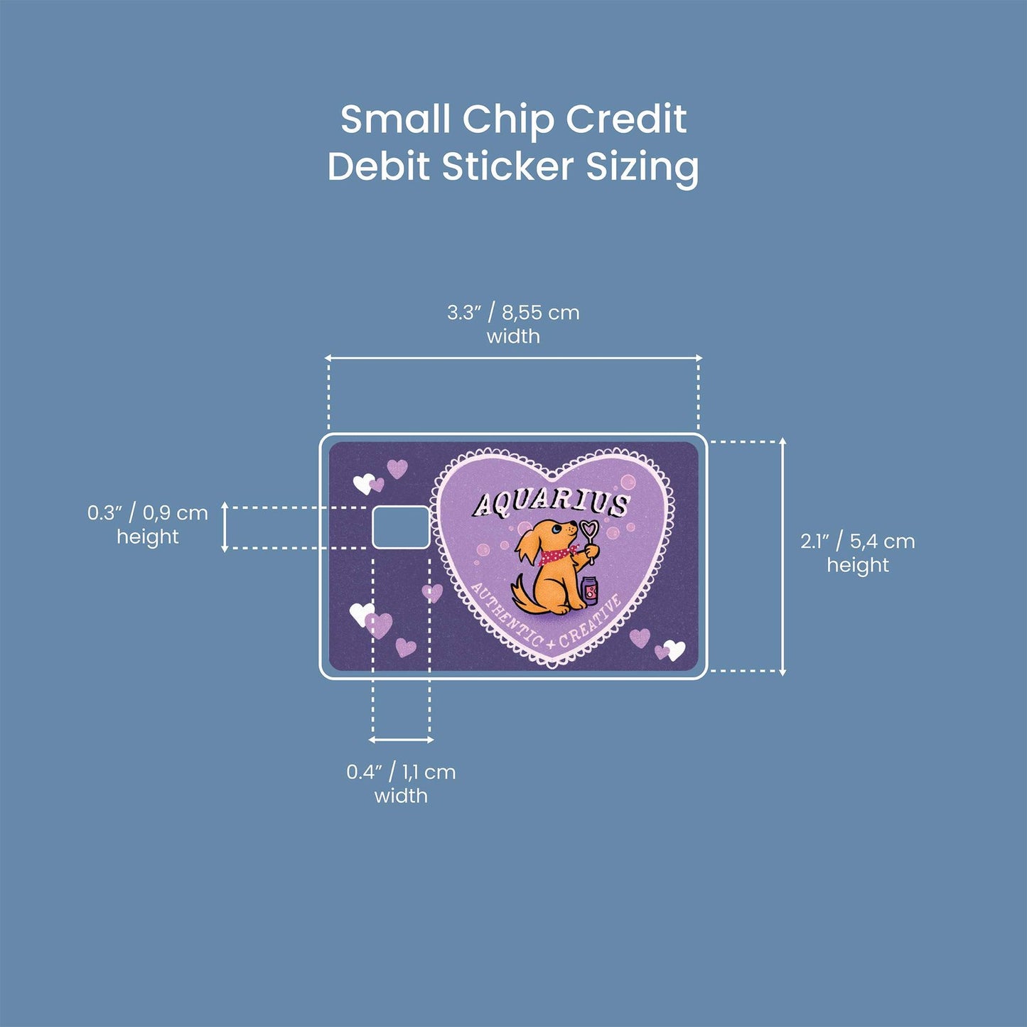 Aquarius Puppy Love Design | Credit Card Sticker | Small Chip | Credit Card Skin