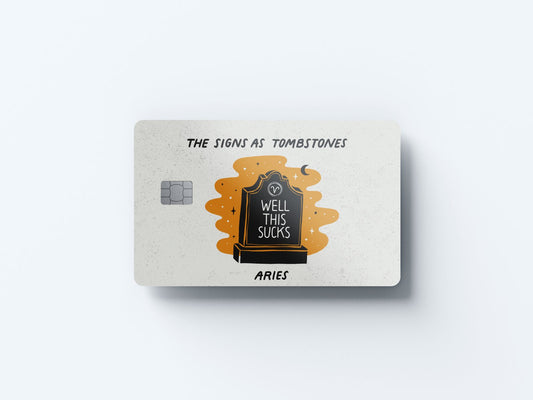 Aries as a Tombstone Design | Credit Card Sticker | Small Chip | Credit Card Skin