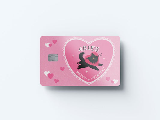 Aries Cat Love Design | Credit Card Sticker | Small Chip | Credit Card Skin