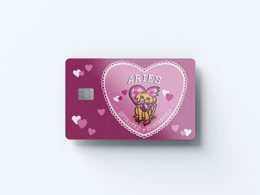 Aries Puppy Love Design | Credit Card Sticker | Small Chip | Credit Card Skin