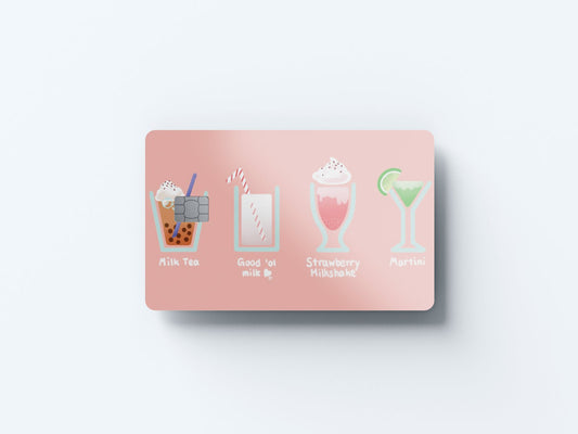 Assorted Drinks Design | Credit Card Sticker | Small Chip | Credit Card Skin