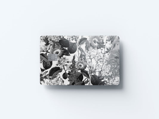 Black and White Floral Design | Credit Card Sticker | Small Chip | Credit Card Skin