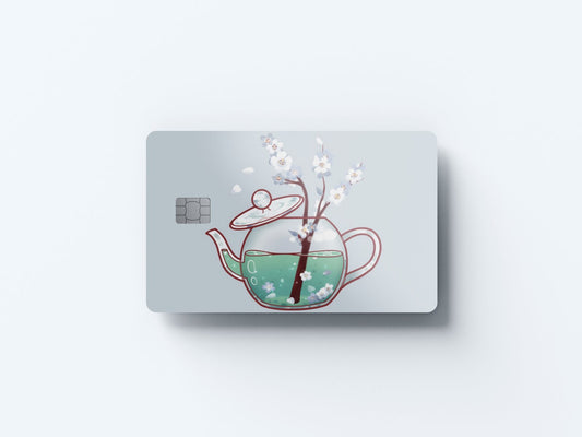 Blooming Teapot Design | Credit Card Sticker | Small Chip | Credit Card Skin