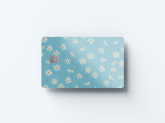 Blue Daisies Design | Credit Card Sticker | Small Chip | Credit Card Skin