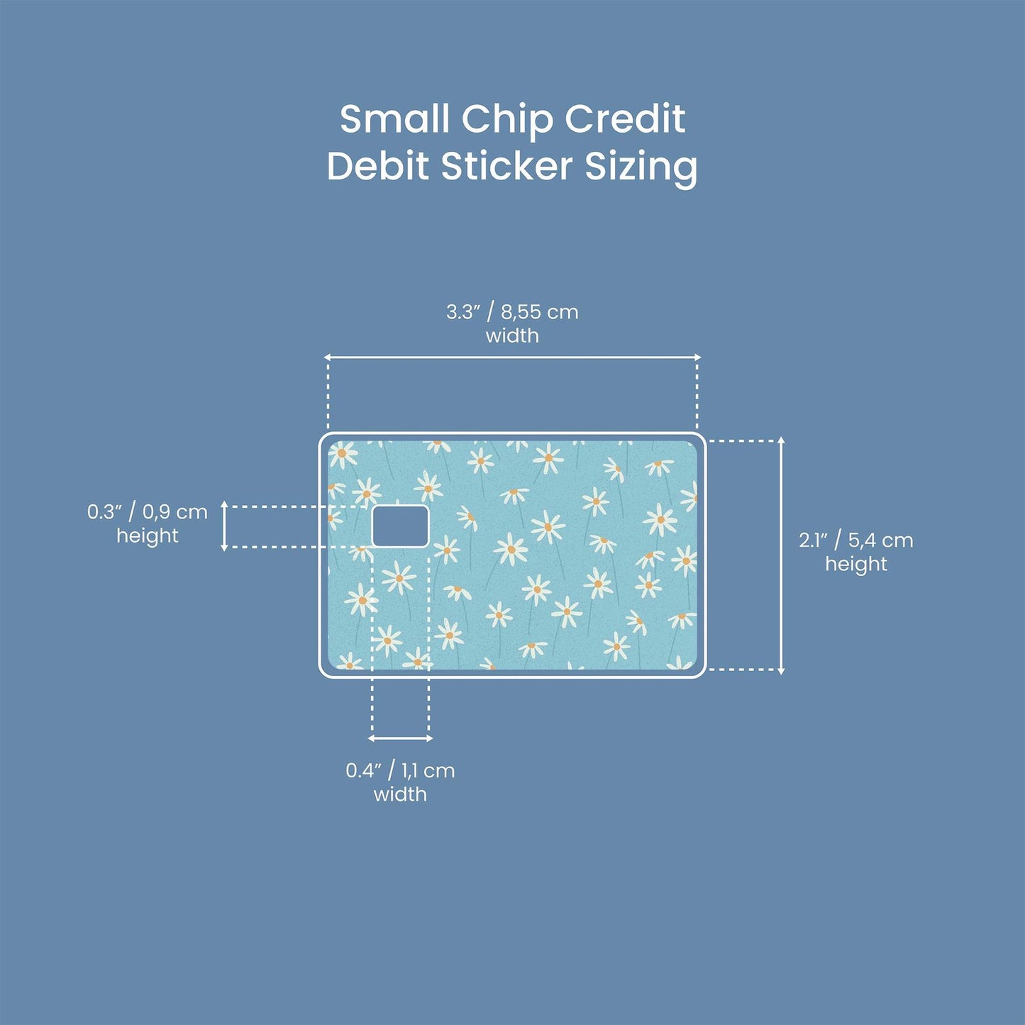 Blue Daisies Design | Credit Card Sticker | Small Chip | Credit Card Skin