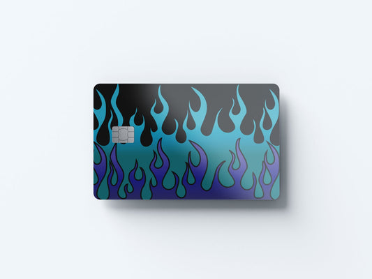 Blue Flames Design | Credit Card Sticker | Small Chip | Credit Card Skin