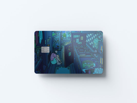 Blue Kitchen Design | Credit Card Sticker | Small Chip | Credit Card Skin