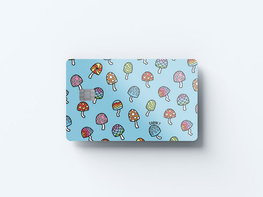 Blue Shrooms Design | Credit Card Sticker | Small Chip | Credit Card Skin