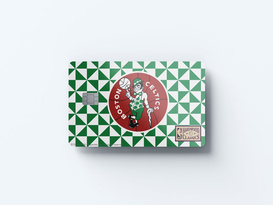 Boston Celtics Throwback Hardwood Classics Design | Credit Card Sticker | Small Chip | Credit Card Skin