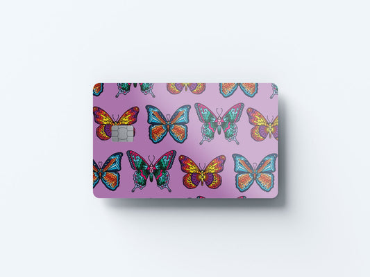 Butterflies in Lavender Design | Credit Card Sticker | Small Chip | Credit Card Skin