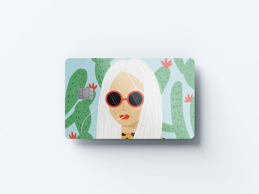 Cactus Girl Design | Credit Card Sticker | Small Chip | Credit Card Skin