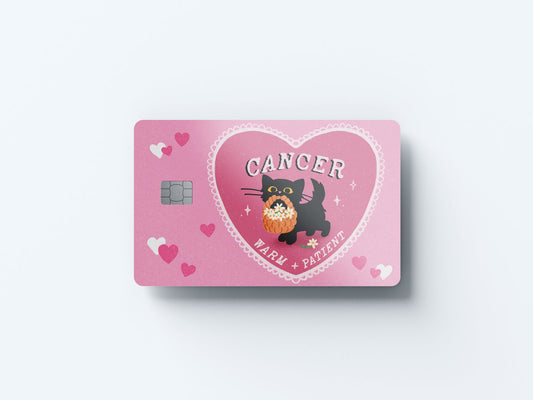 Cancer Cat Love Design | Credit Card Sticker | Small Chip | Credit Card Skin