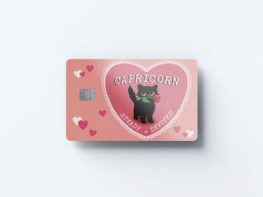 Capricorn Cat Love Design | Credit Card Sticker | Small Chip | Credit Card Skin