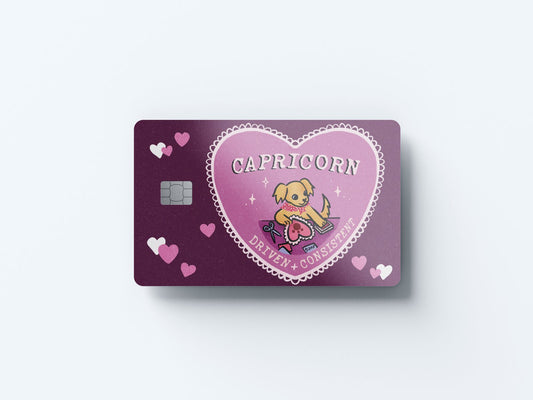 Capricorn Puppy Love Design | Credit Card Sticker | Small Chip | Credit Card Skin