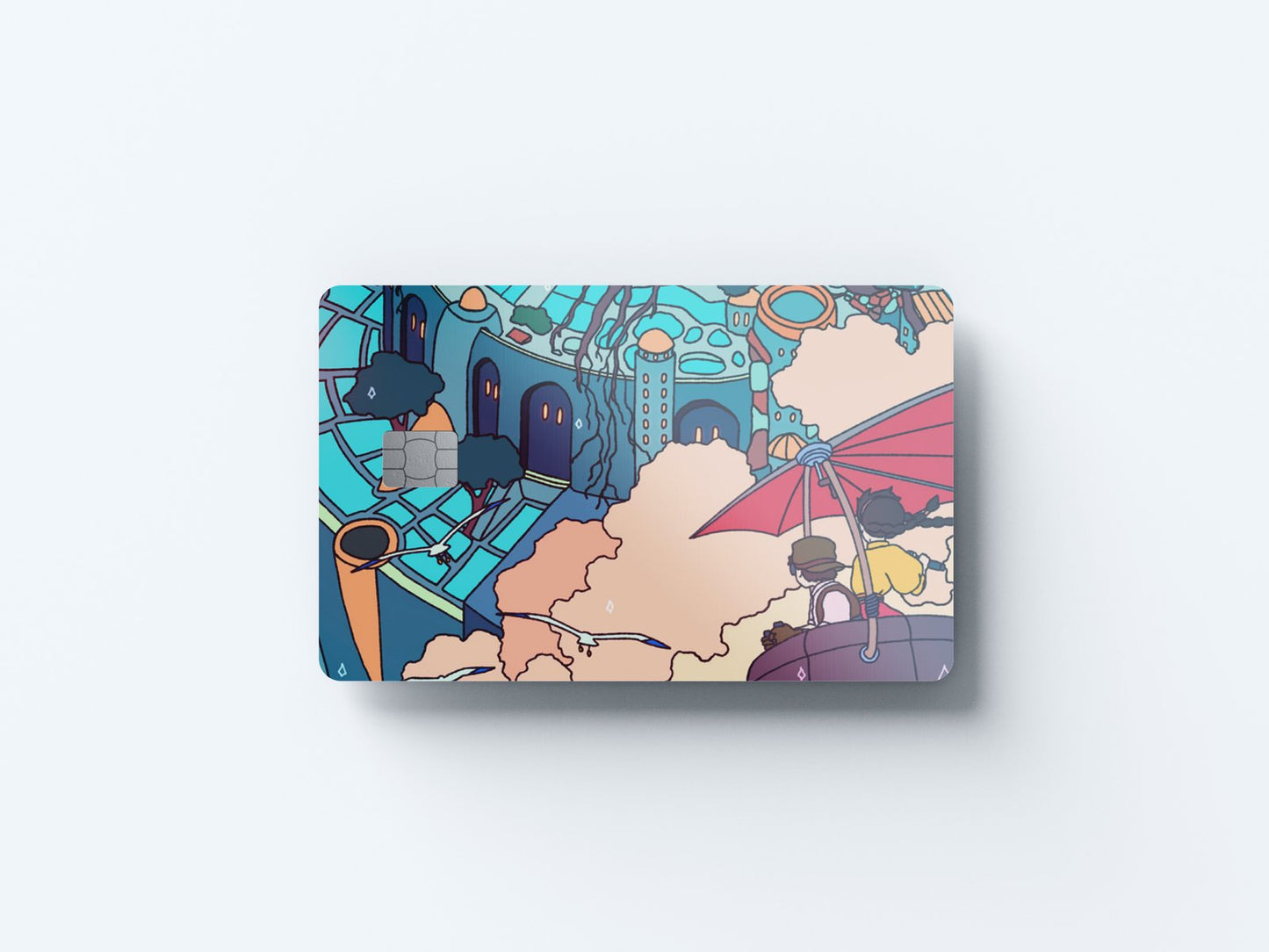 Castle in the Sky Design | Credit Card Sticker | Small Chip | Credit Card Skin