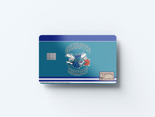 Charlotte Hornets Away Warmups Hardwood Classics Design | Credit Card Sticker | Small Chip | Credit Card Skin