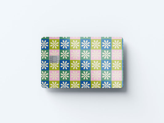 Checkered Daisy Design | Credit Card Sticker | Small Chip | Credit Card Skin