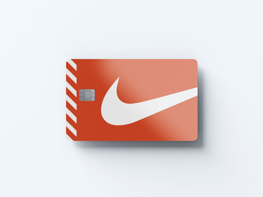 Checks and Stripes Orange Design | Credit Card Sticker | Small Chip | Credit Card Skin