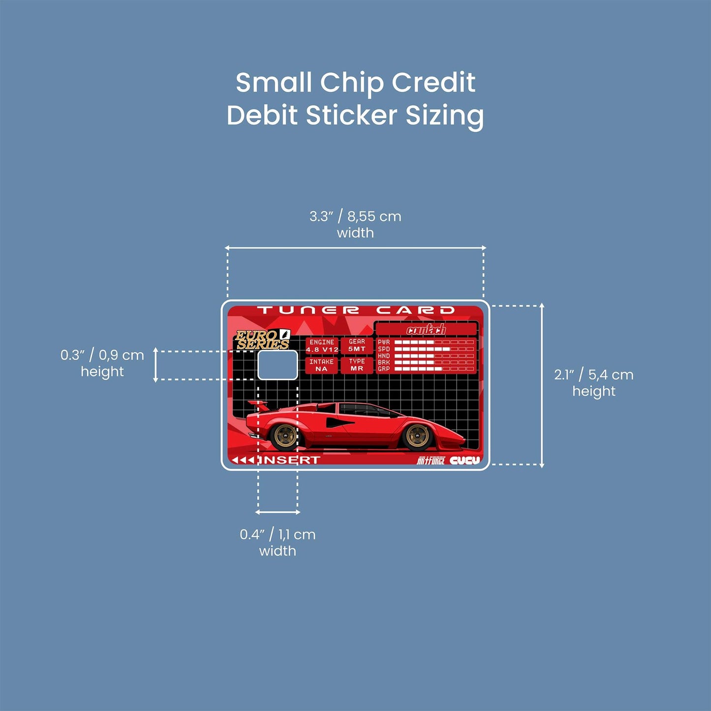 Countach Tuner Card Design | Credit Card Sticker | Small Chip | Credit Card Skin