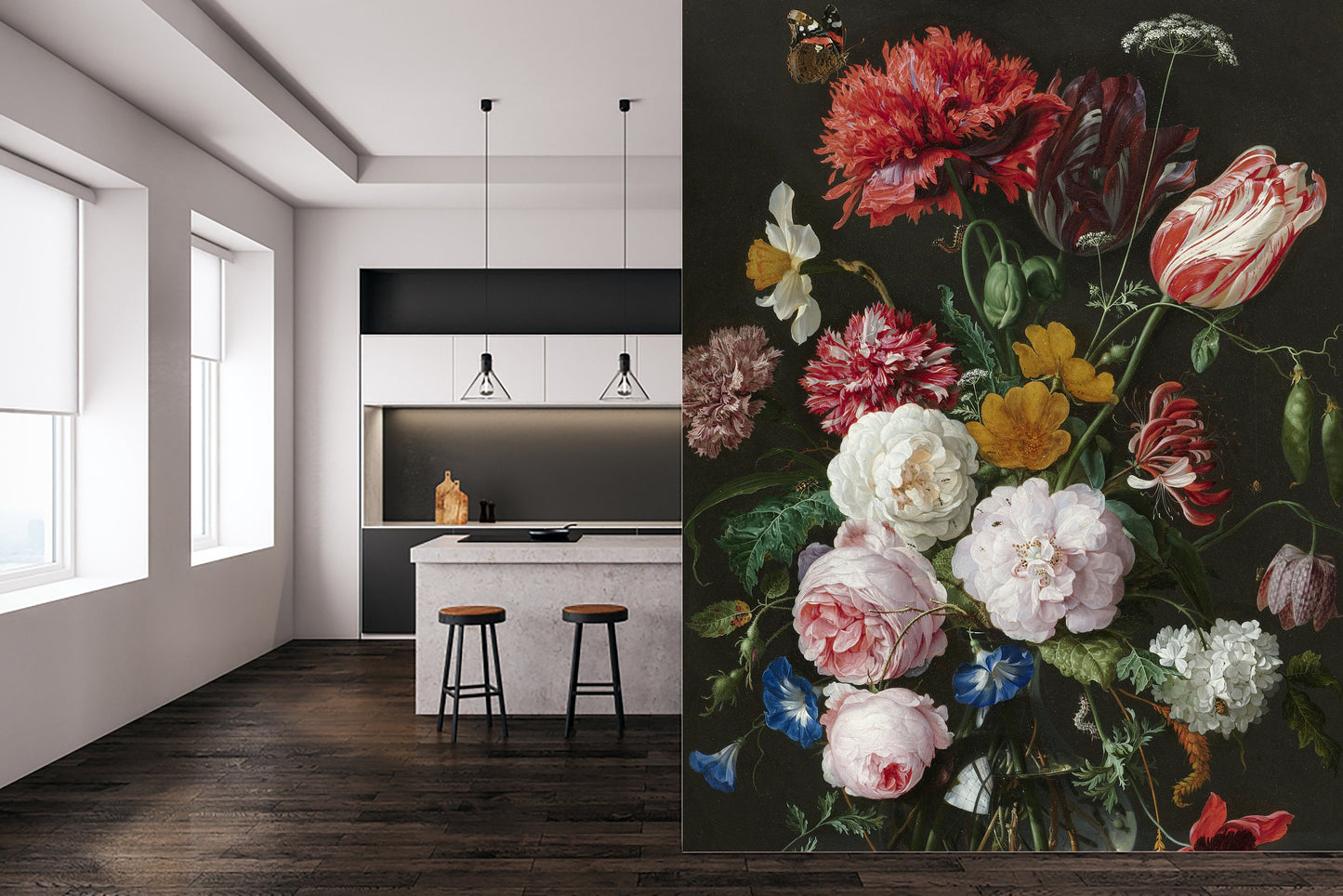 Dutch flowers oil painting, Dark floral peel and stick wallpaper, Wall mural,  wall art, Dark flowers, Dark wall mural