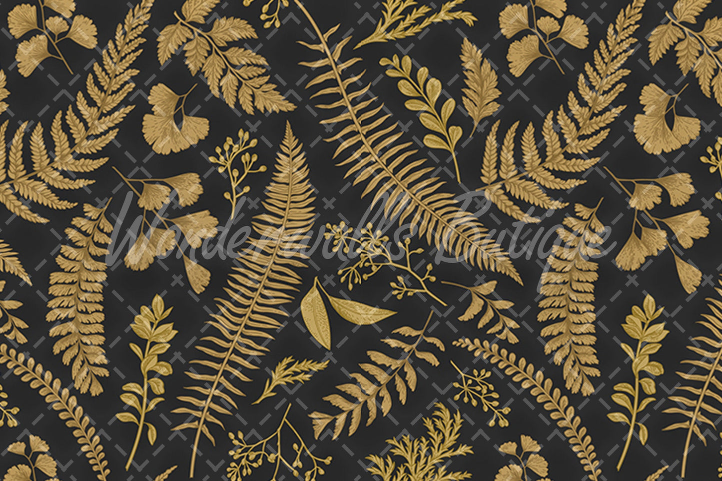 Gold Ferns And Leaves | Removable Wallpaper | Self-adhesive | Temporary wallpaper #291