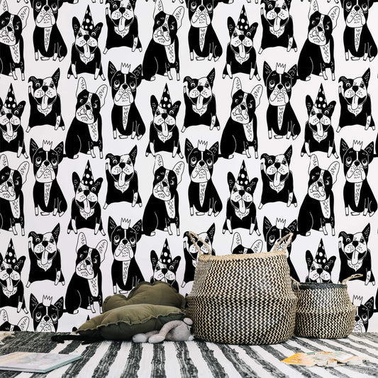 Happy Dogs | Removable Wallpaper | Self-adhesive | Temporary wallpaper #119