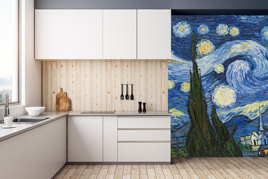 Starry night by Van Gogh Wallpaper, peel and stick wallpaper, Van Gogh decor Van Gogh wall art Van Gogh print Van gogh artwork Van Gogh gift