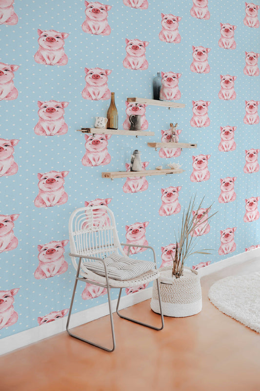 Peaceful Happy Pigs | Removable Wallpaper | Pattern #318