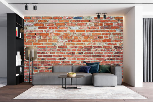 Red Brick Wall Style Wallpaper, Rustic Brick Peel and Stick, Self Adhesive, Wallpaper Mural