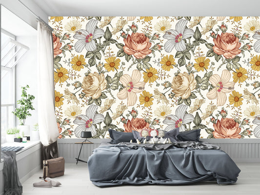 Madelyn Nursery Floral Decor Wallpaper Madelyn Nursery Decor Girls Madelyn Nursery Wall Art Removable Wallpaper Nursery Flower Wall Decor