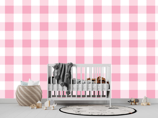 Pink Gingham Wallpaper  Peel and Stick Wallpaper  Removable for Interior Design  Pink Checkered  Removable Wallpaper  Pink  Cute