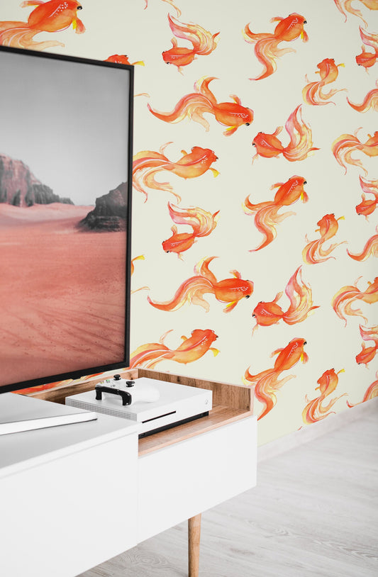 Orange Fish    | Orange Fish   Removable Wallpaper | Peel and Stick |  #78AC