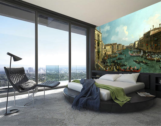 Regatta on the Canale Grande by Canaletto Wallpaper, Venice Canale Grande, Large Wall Mural, Self Adhesive Peel & Stick Mural, Fine art