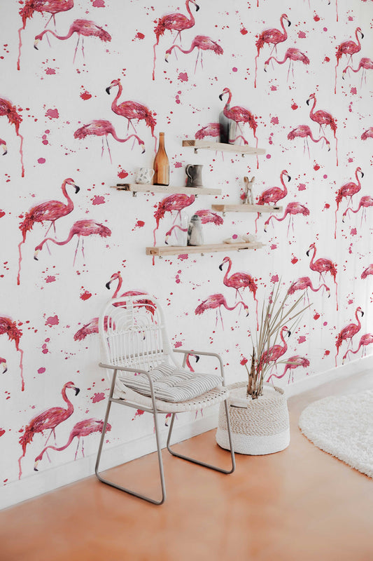 Painted Flamingo | Removable Wallpaper | Pattern #270