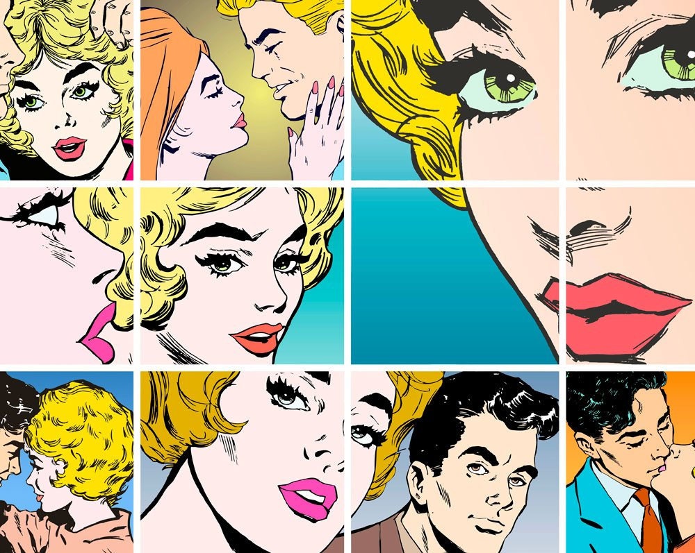 Pop Art Wall Mural, Self adhesive removable wallpaper, peel and stick, temporary wallpaper, wall art