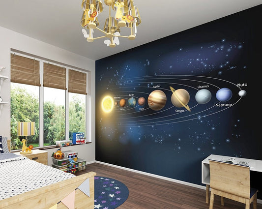 Planets Wall Mural Space Wallpaper Large Wall Mural Peel and Stick Wallpaper Custom size Wallpaper Print Stars Wall Art Mural Wall Decor