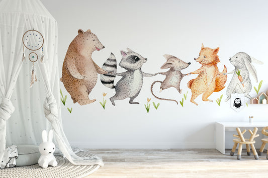 Woodland Wall decal for kids / big set forest animals / woodland animals / hand painted / watercolor