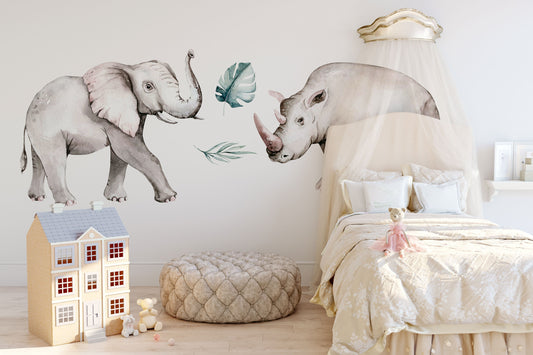 Reusable Fabric Wall Decal, Animals, Nursery wall decal, Watercolor decal, Safari wall decal, Jungle nursery sticker, Animals stickers