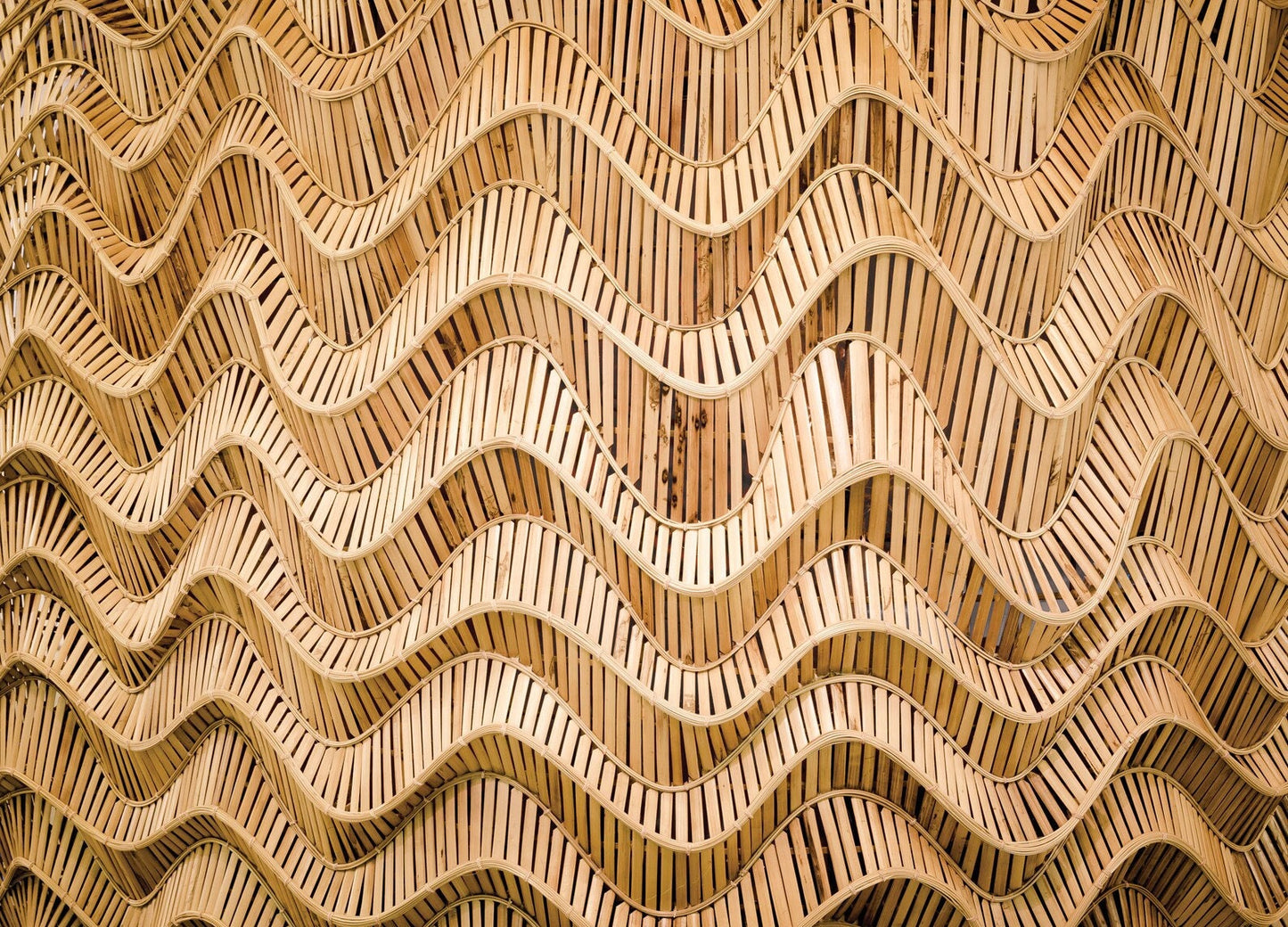 Rattan wallpaper - wood wallpaper-boho wallpaper - wavy rattan - peel and stick wallpaper - rattan wall mural