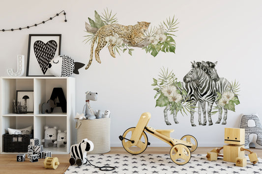 Savanna Wall decal for kids / safari nursery decor / giraffe wall decal / watercolor / Safari Jungle Wall Stickers