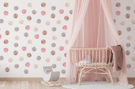 Rose Gold Metallic Polka Dot Wall Decal Nursery Kids Room Peel and Stick Circle Sticker Wedding Removable Reusable Choose Size and Color