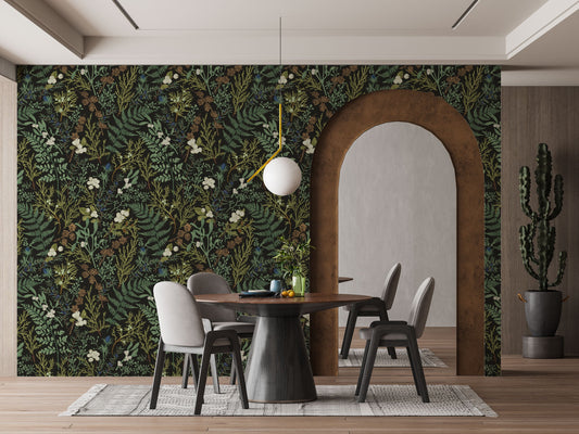 Botanical Ferns Self Adhesive Wallpaper, Leaves Print, Removable Wallpaper, Peel & Stick wallpaper, Trending design 2022, Wall decor