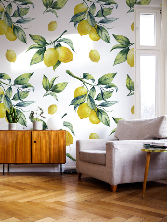 Lemons | Wallpaper Removable | Wallpaper Peel and Stick | Wall Decor | Home Decor